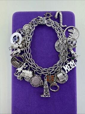 💛 Vintage Sterling Silver Multi-Charm Bracelet | Solid Heavy Silver Story Teller